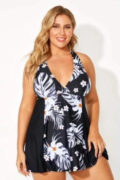 Tropical Patterns Flowers V-Neck Women Swimdress 9 Tropical Patterns Flowers V-Neck Women Swimdress -Luna Marina Store b desd077001 3
