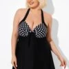 Fashion Black Dot Vintage Drawstring Closure Swimdress -Luna Marina Store b desd081001 1