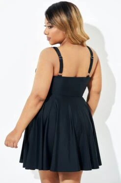 Black Adjustable Shoulder Straps Lady Flowy Swimdress 10 Black Adjustable Shoulder Straps Lady Flowy Swimdress -Luna Marina Store b desd083001 2