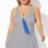 Dots Tie-Front Wide Shoulder Straps Swimdress 2 Dots Tie-Front Wide Shoulder Straps Swimdress -Luna Marina Store b desd109001 1 1