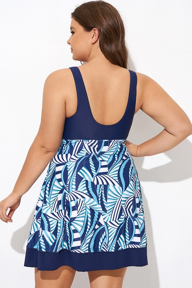 V Neck Floral Printed Patchwork Twist Front Swimdress 4 V Neck Floral Printed Patchwork Twist Front Swimdress - Image 2