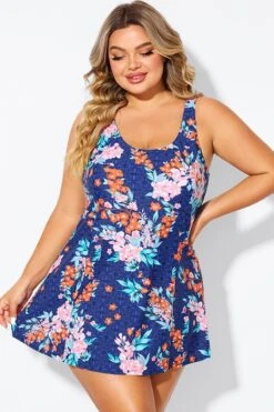 Blossoms Scoop Neckline Wide Shoulder Straps Swimdress 11 Blossoms Scoop Neckline Wide Shoulder Straps Swimdress -Luna Marina Store b desd115001 4