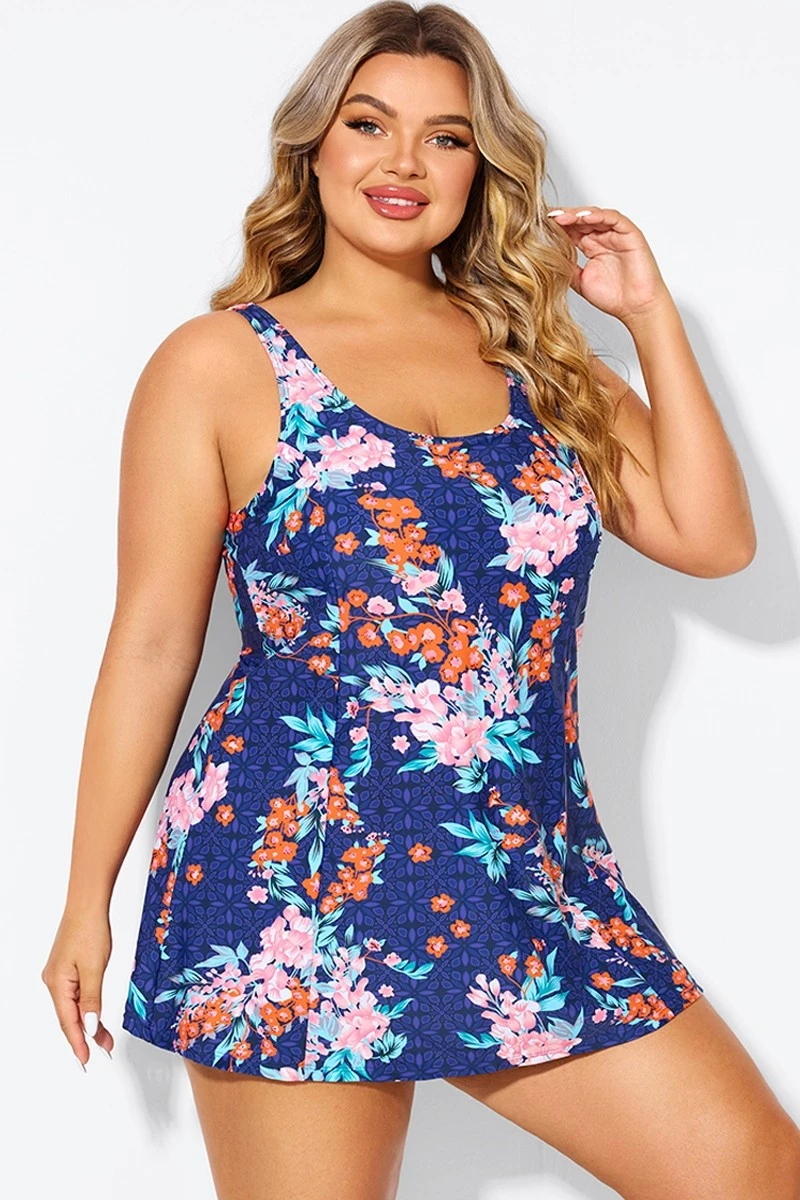 Blossoms Scoop Neckline Wide Shoulder Straps Swimdress 8 Blossoms Scoop Neckline Wide Shoulder Straps Swimdress - Image 6