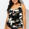 Flower Printed Round Neck Women Tankini Top 1 Flower Printed Round Neck Women Tankini Top -Luna Marina Store b detan003005 11