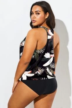 Flower Printed Round Neck Women Tankini Top 11 Flower Printed Round Neck Women Tankini Top -Luna Marina Store b detan003005 44