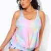 Rainbow Stylish Scoopneck Blouson Tankini Top 1 Rainbow Stylish Scoopneck Blouson Tankini Top -Luna Marina Store b detan003007 1
