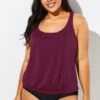 Wine Racerback Classic Blouson Tankini Top 1 Wine Racerback Classic Blouson Tankini Top -Luna Marina Store b detan003008 11