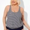 Stripes Racerback Round Neck Blouson Tankini Top 2 Stripes Racerback Round Neck Blouson Tankini Top -Luna Marina Store b detan003009 1