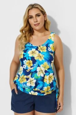 Elegant Floral Printed Side Tie Tankini Top 8 Elegant Floral Printed Side Tie Tankini Top -Luna Marina Store b detan009002t 1