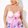 Tie Dye Tie Front Tankini Top For Lady -Luna Marina Store b detan024002 1