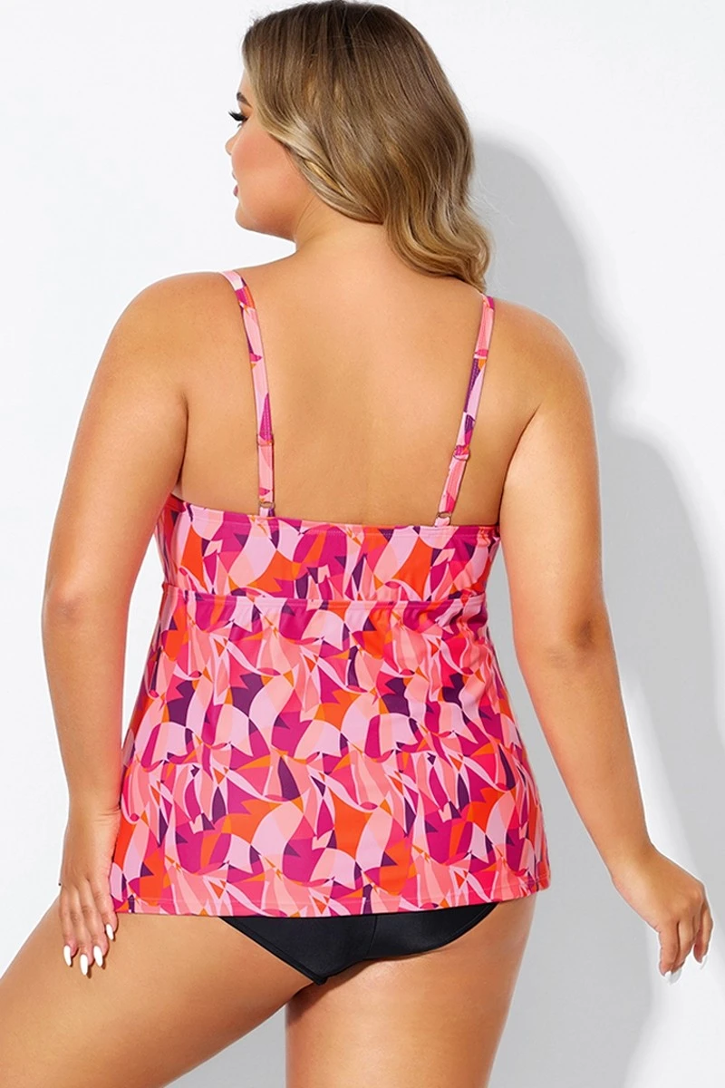 Multi Colors Tie Front Sweetheart Neckline Tankini Top 4 Multi Colors Tie Front Sweetheart Neckline Tankini Top - Image 2