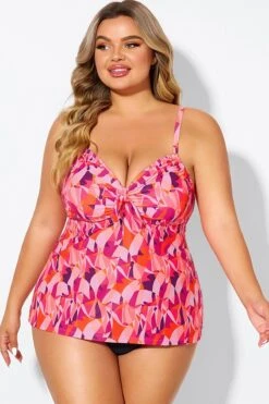 Multi Colors Tie Front Sweetheart Neckline Tankini Top 10 Multi Colors Tie Front Sweetheart Neckline Tankini Top -Luna Marina Store b detan024005 3