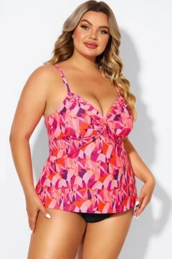 Multi Colors Tie Front Sweetheart Neckline Tankini Top 11 Multi Colors Tie Front Sweetheart Neckline Tankini Top -Luna Marina Store b detan024005 4