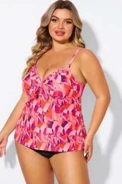 Multi Colors Tie Front Sweetheart Neckline Tankini Top 12 Multi Colors Tie Front Sweetheart Neckline Tankini Top -Luna Marina Store b detan024005 5