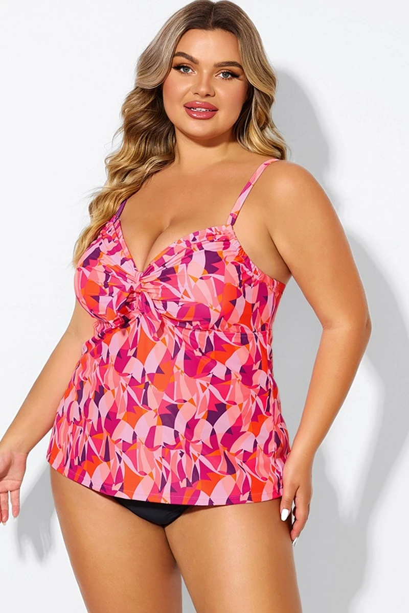 Multi Colors Tie Front Sweetheart Neckline Tankini Top 7 Multi Colors Tie Front Sweetheart Neckline Tankini Top - Image 5