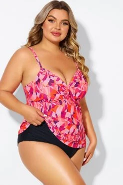 Multi Colors Tie Front Sweetheart Neckline Tankini Top 13 Multi Colors Tie Front Sweetheart Neckline Tankini Top -Luna Marina Store b detan024005 6