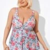 Flower Print V-Neck Underwire Elegant Tankini Top 2 Flower Print V-Neck Underwire Elegant Tankini Top -Luna Marina Store b detan049003 1