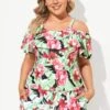 Floral Printed Off The Shoulder Women Tankini Set -Luna Marina Store b detan086001 1