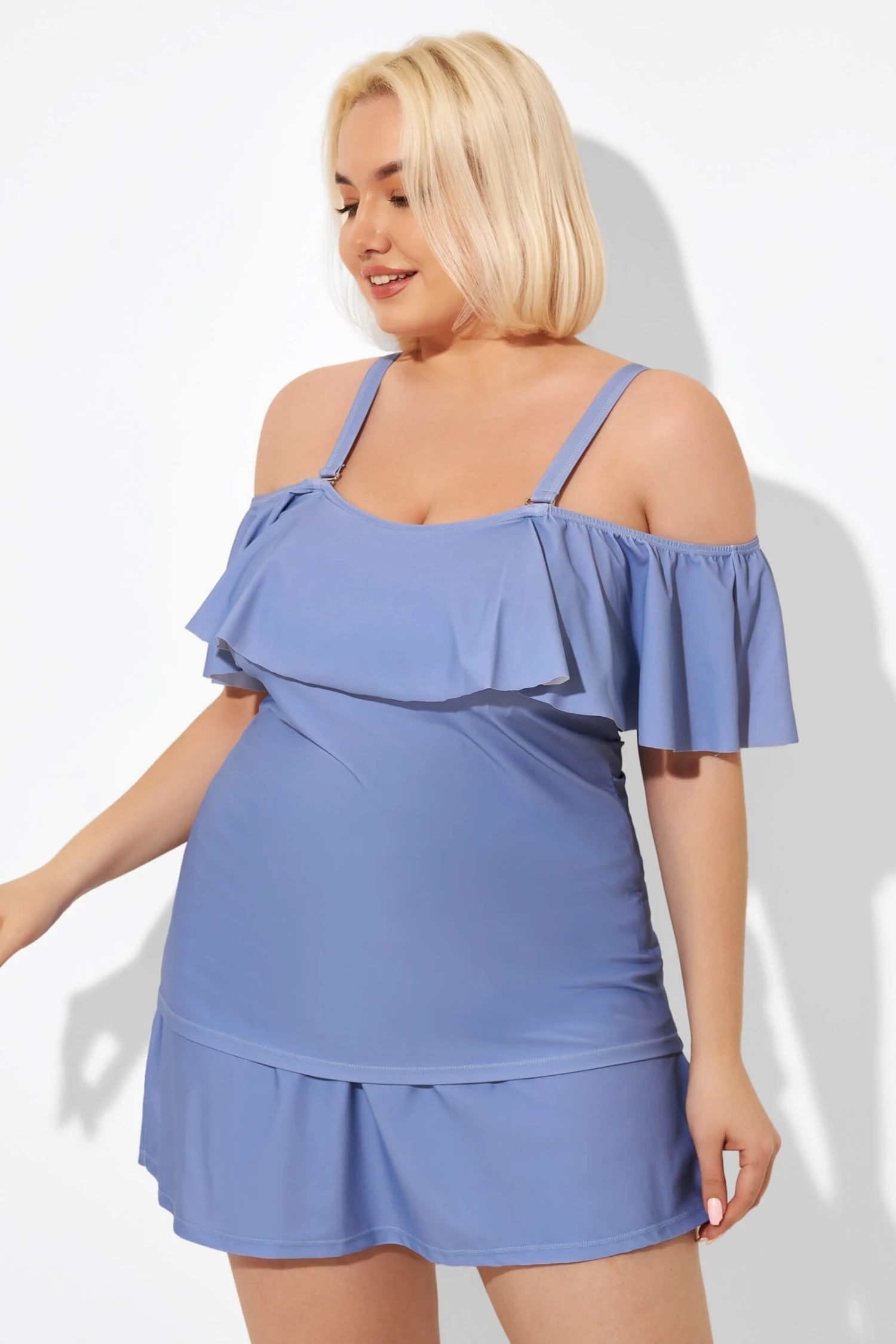 Blue Off The Shoulder Tankini Top 3 Blue Off The Shoulder Tankini Top