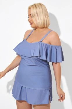 Blue Off The Shoulder Tankini Top 11 Blue Off The Shoulder Tankini Top -Luna Marina Store b detan086005 5