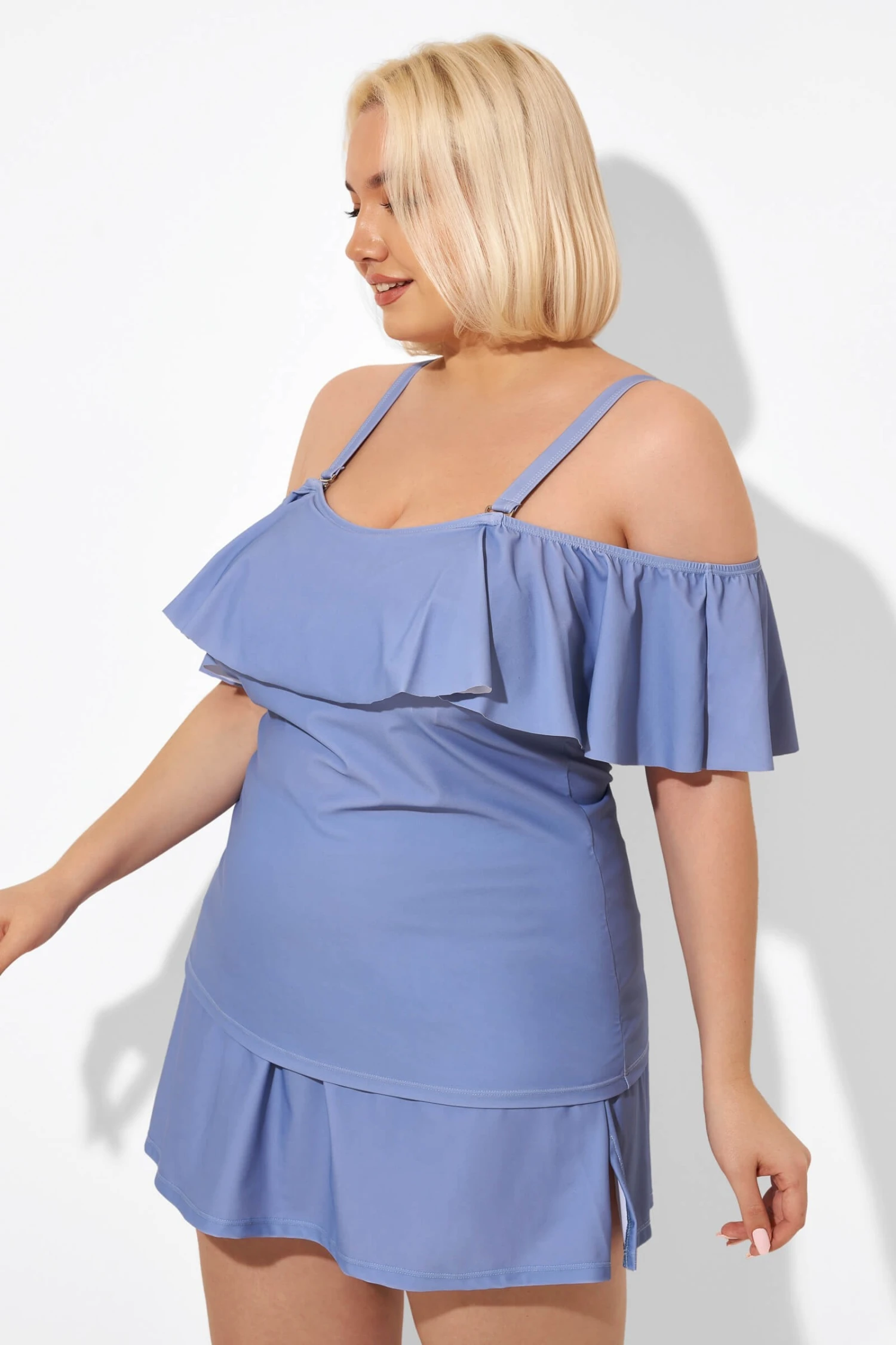 Blue Off The Shoulder Tankini Top 6 Blue Off The Shoulder Tankini Top - Image 4