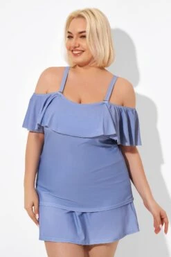 Blue Off The Shoulder Tankini Top 13 Blue Off The Shoulder Tankini Top -Luna Marina Store b detan086005 6