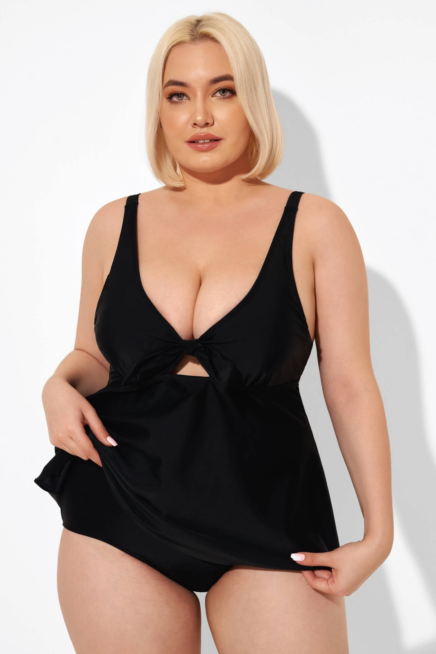 Black Sexy Tie Front Underwire Tankini Top 4 Black Sexy Tie Front Underwire Tankini Top - Image 2