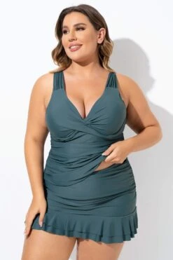 Green Twist Front Shirred Underwire Tankini Top 11 Green Twist Front Shirred Underwire Tankini Top -Luna Marina Store b detan141001 4