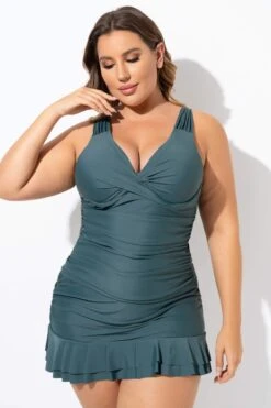 Green Twist Front Shirred Underwire Tankini Top 13 Green Twist Front Shirred Underwire Tankini Top -Luna Marina Store b detan141001 6