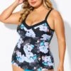 Floral Print Underwire A-line Women Tankini Top 2 Floral Print Underwire A-line Women Tankini Top -Luna Marina Store b detan142002 1 1