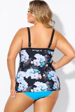 Floral Print Underwire A-line Women Tankini Top 9 Floral Print Underwire A-line Women Tankini Top -Luna Marina Store b detan142002 2