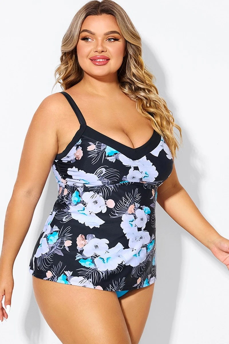 Floral Print Underwire A-line Women Tankini Top 8 Floral Print Underwire A-line Women Tankini Top - Image 6