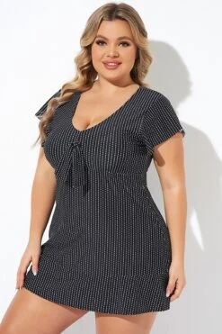 Textured Dot Flutter-Sleeve Cap Sleeves Tankini Top -Luna Marina Store b detan166001 3