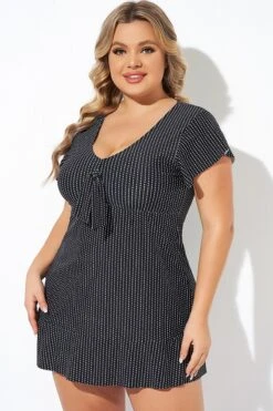 Textured Dot Flutter-Sleeve Cap Sleeves Tankini Top -Luna Marina Store b detan166001 4