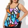 Colorful Adjustable Strap Geometric Print Tankini Top 1 Colorful Adjustable Strap Geometric Print Tankini Top -Luna Marina Store b detan167001 1 1