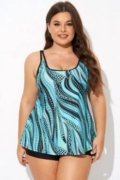 Vintage Cyan Double Straps Polka Dot Tankini Top 12 Vintage Cyan Double Straps Polka Dot Tankini Top -Luna Marina Store b detan167002 1