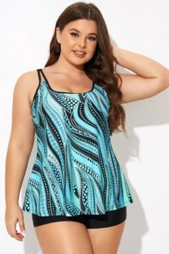 Vintage Cyan Double Straps Polka Dot Tankini Top 10 Vintage Cyan Double Straps Polka Dot Tankini Top -Luna Marina Store b detan167002 3