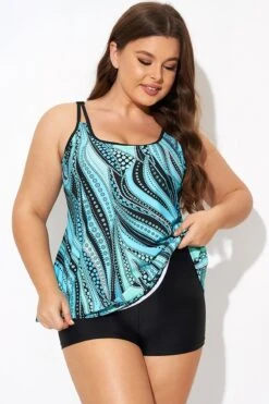 Vintage Cyan Double Straps Polka Dot Tankini Top 11 Vintage Cyan Double Straps Polka Dot Tankini Top -Luna Marina Store b detan167002 4