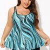 Vintage Cyan Double Straps Polka Dot Tankini Top -Luna Marina Store b detan167002 5