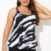 Tie Dye Print Color Block Women Tankini Top -Luna Marina Store b detan167003 1