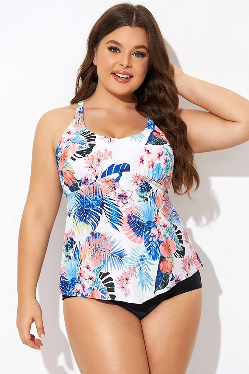 Flower Printed Racerback V Neckline Tankini Top 7 Flower Printed Racerback V Neckline Tankini Top - Image 5