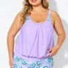 Plus Size Floral Print Light Purple Tankini Top 2 Plus Size Floral Print Light Purple Tankini Top -Luna Marina Store b detan175001 1