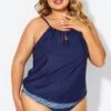 Navy High Neck Blouson Women Tankini Top 1 Navy High Neck Blouson Women Tankini Top -Luna Marina Store b detan176001 1