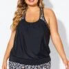 Leopard Print T-Back Blouson Tankini Top 2 Leopard Print T-Back Blouson Tankini Top -Luna Marina Store b detan178001 1