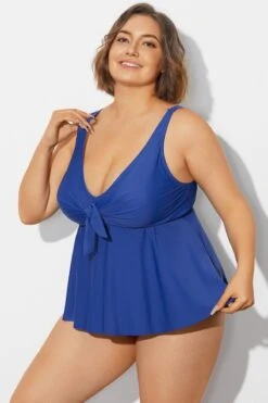 Navy Blue Tie Ruffle Sweetheart Neckline Tankini Top 12 Navy Blue Tie Ruffle Sweetheart Neckline Tankini Top -Luna Marina Store b detan180001 5