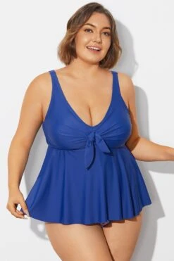 Navy Blue Tie Ruffle Sweetheart Neckline Tankini Top 13 Navy Blue Tie Ruffle Sweetheart Neckline Tankini Top -Luna Marina Store b detan180001 6