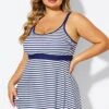 Blue&White Stripe Adjustable Strap Tankini Top 1 Blue&White Stripe Adjustable Strap Tankini Top -Luna Marina Store b detan181001 4