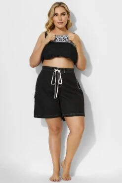Solid Long Black Board Loose Short -Luna Marina Store b sfbt1911009 3