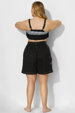 Solid Long Black Board Loose Short -Luna Marina Store b sfbt1911009 4