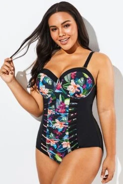 Lady Cut Out Mesh Underwire One Piece Swimsuit -Luna Marina Store b sfop1911015 6